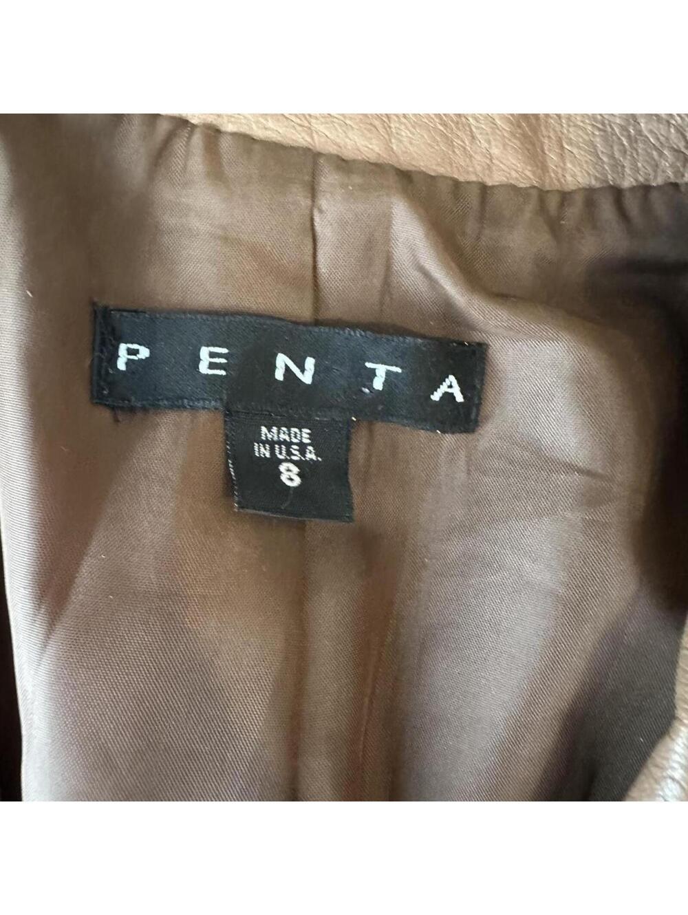 Vintage Penta brown 100% real leather woman’s pants suit Size 8 rare statement - Picture 5 of 6
